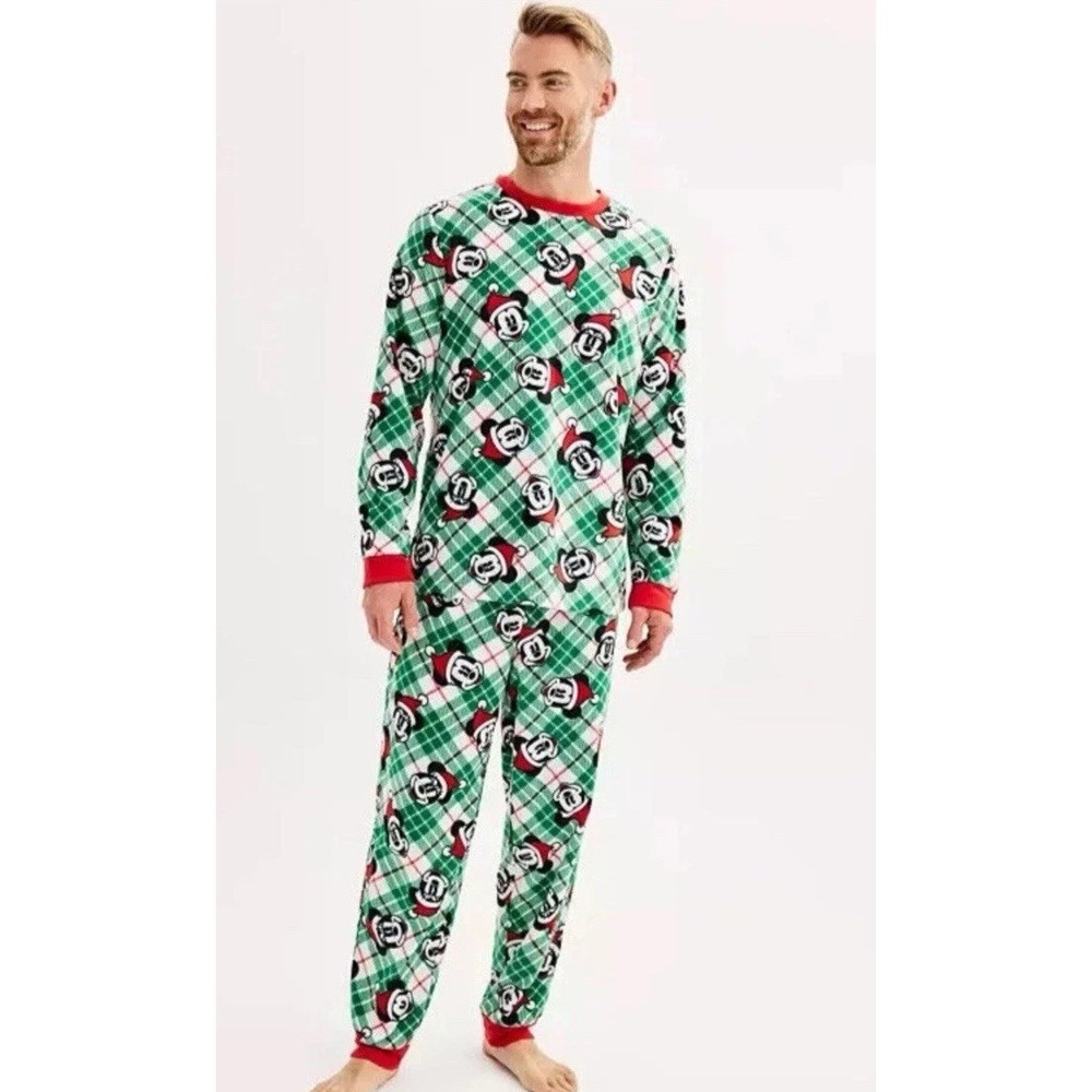 Disney‎ Mickey Mouse Fleece Christmas Pajama Set Men's Size 3XLT Tall